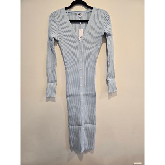 525 America Size Small Blue Ribbed Cardigan Dress NWT - Picture 1 of 8